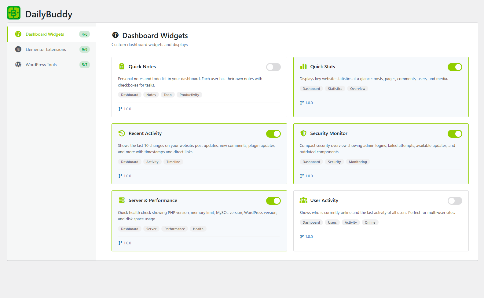 Kostenlose WordPress-Medienordner – Dashboard-Widgets auswählen